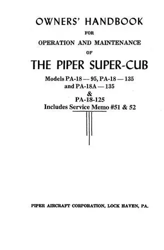 Piper Pa-18-95, Pa-18-135, Pa-18A-135 Owner's Manual (752-398) 1