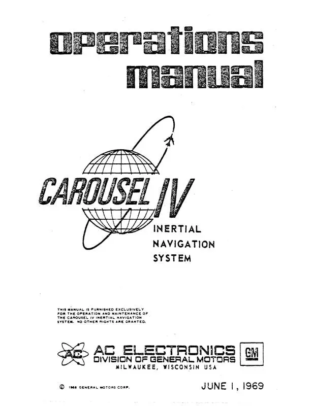 Delco Electronics, Inc. Carousel Iv 1969 Operations Manual (Dlariv-69-Op-C) 1