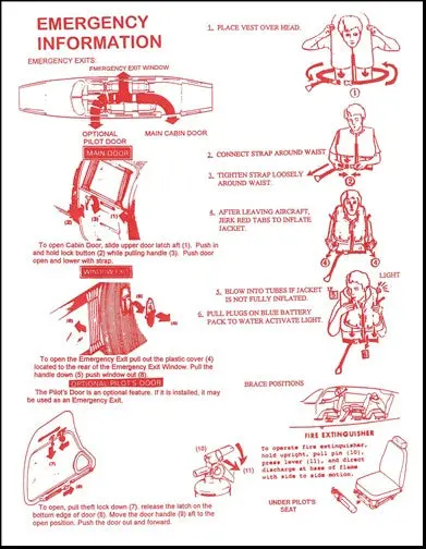 Piper Pa-31-350 Chieftain (1980 & Up) Passenger Briefing Cards 1