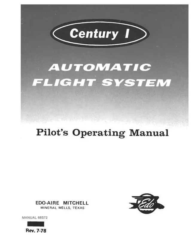 Edo-Aire Century I Automatic Flight System Pilot's Operating Manual (68572) 1