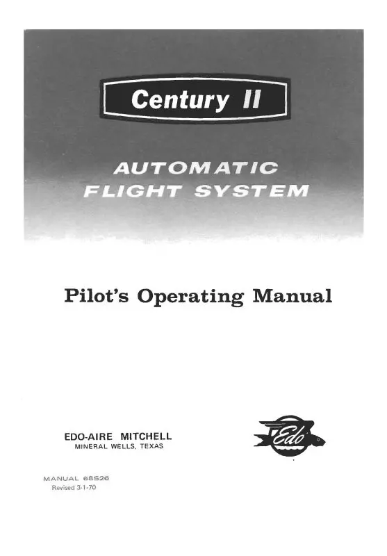 Edo-Aire Century Ii Automatic Flight System Pilot's Operating Manual (68S26) 1