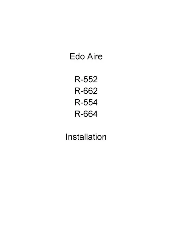 Edo-Aire R-552,664,662 Installation Manual (Edr552,664-Inst) 1