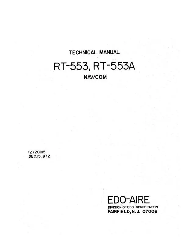 Edo-Aire Rt-553, Rt-553A Nav-Com System Maintenance Manual (12720015) 1