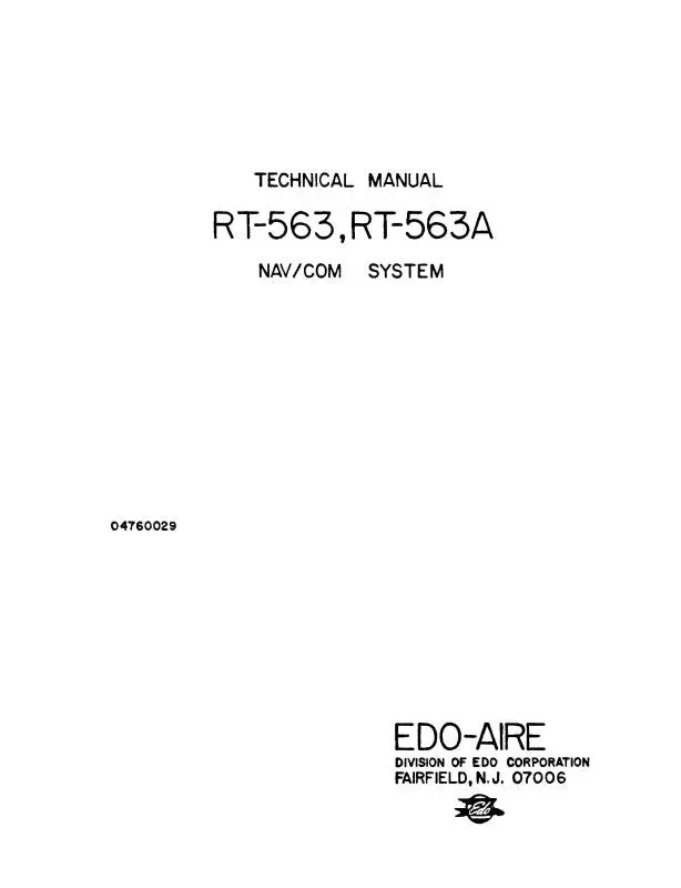 Edo-Aire Rt-563, Rt-563A Nav-Com System Maintenance Manual (4760029) 1