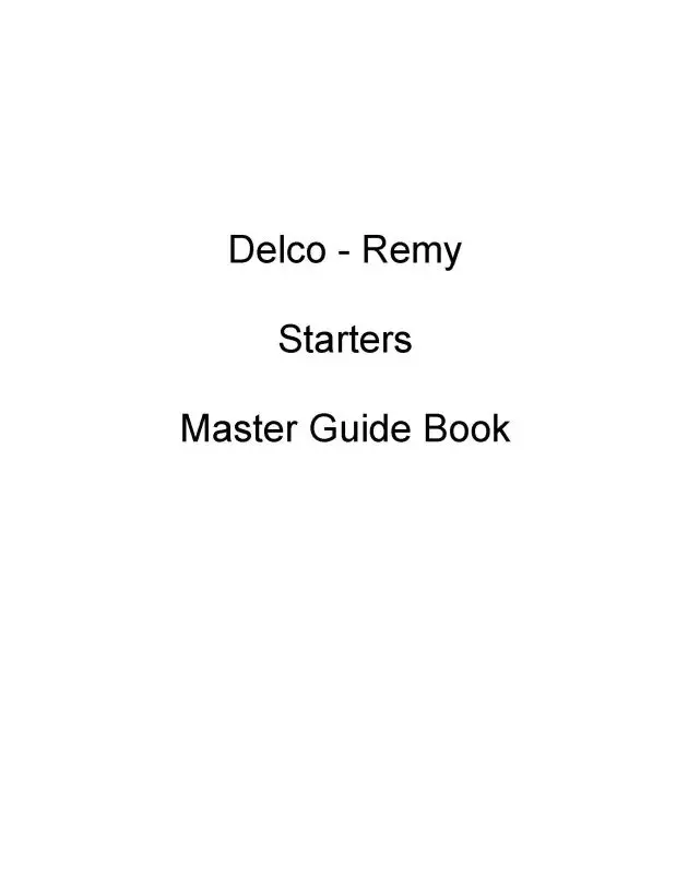 Delco Remy D.C. Starters Master Guide Book (Dcstarters-C) 1