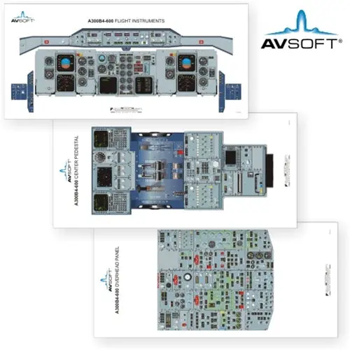 Avsoft A300-B4-600 Cockpit Posters (Set Of 3 Posters) 1