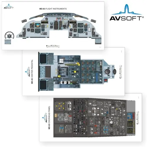 Avsoft Md-83 Cockpit Posters (Set Of 3 Posters) 1