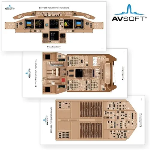 Avsoft B777-300 Cockpit Posters (Set Of 3 Posters) 1