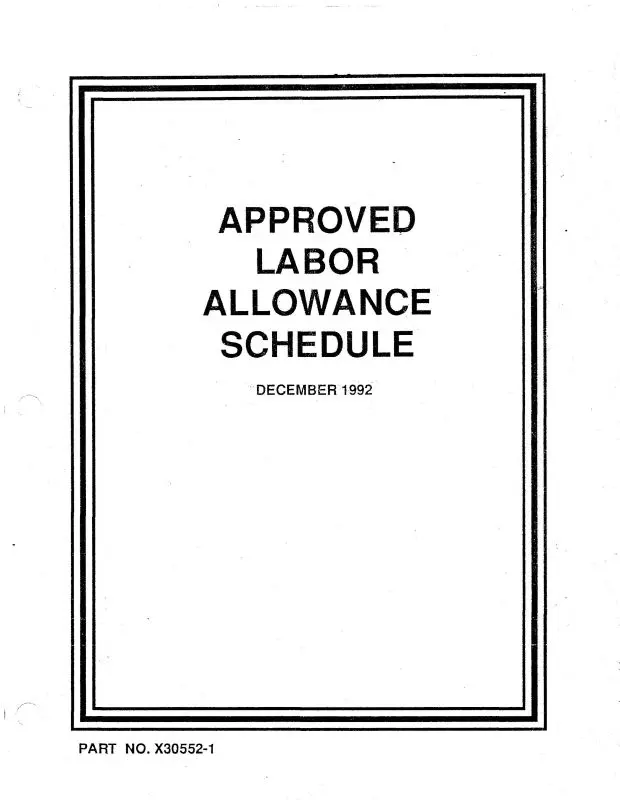 Continental  Labor Allowance Schedule (X30552-1) 1