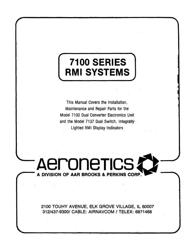 Aeronetics 7100 Series Rmi Systems Maintenance, Installation, Parts (A*7100Ser-M-C) 1