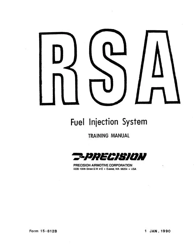 Precision Airmotive Corp Rsa Fuel Injection System Training Manual (15-812B) 1