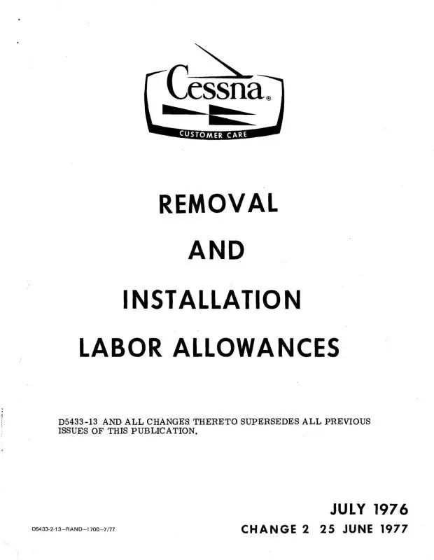 Cessna Removal & Installation Labor Allowances (D5433-2-13) 1