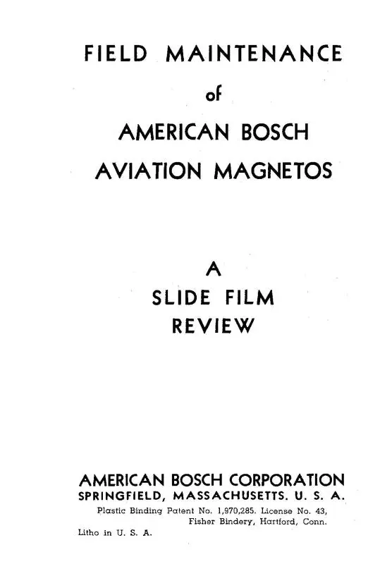 American Bosch American Bosch Magnetos Field Maintenance (A8magnetos-M-C) 1