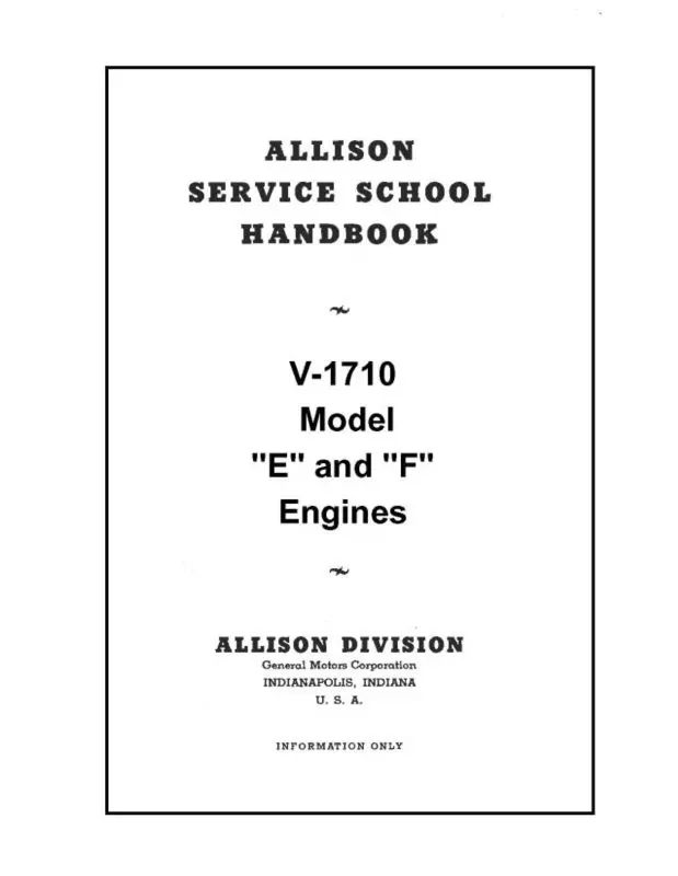 Allison  V-1710-E-F Engines Engine Handbook (Aqv1710e/F-Hb-C) 1