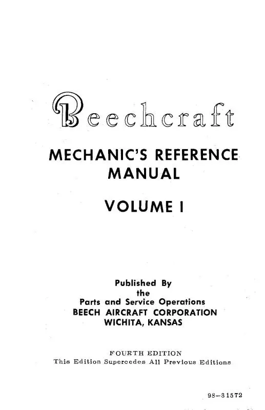 Beech Mechanic's Reference Manual Mechanic's Reference Manual (98-31572) 1