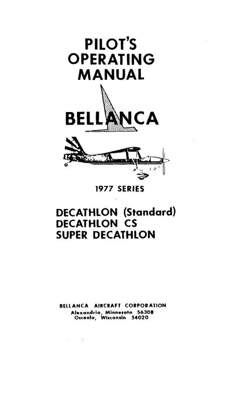 Bellanca 8Kcab  1977 Owner's Manual (Bl8kcab-77-O-C) 1
