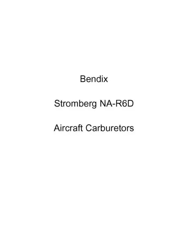 Bendix Na-R6d Stromberg Carburetors Instructions (Bxnar6d-In-C) 1