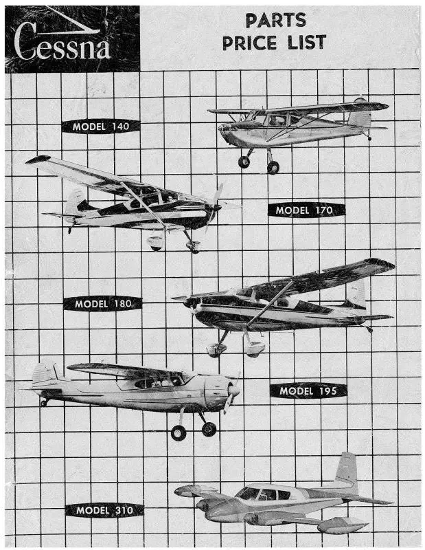 Cessna 140, 170, 190 Parts List Parts Price List (Ce140,170,190-P) 1
