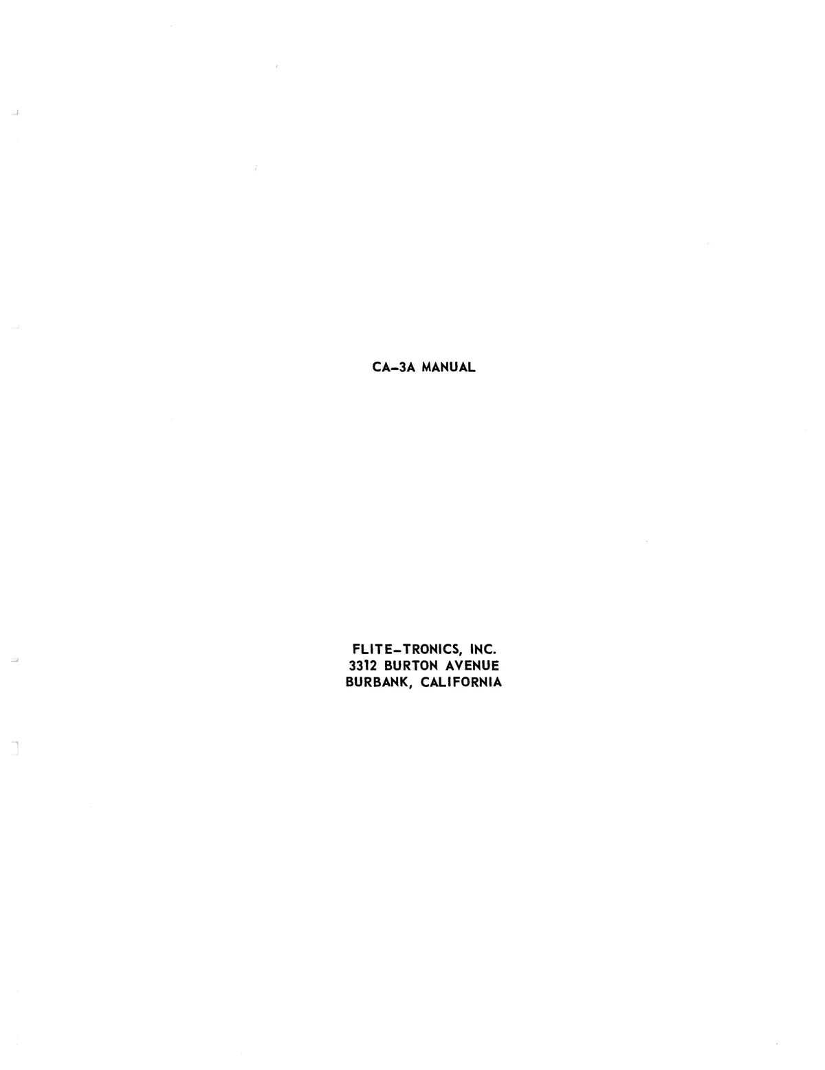 Flite-Tronics, Inc. Ca-3A Transistor Speaker Amplify Instruction Manual (Fnca3a-In-C) 1