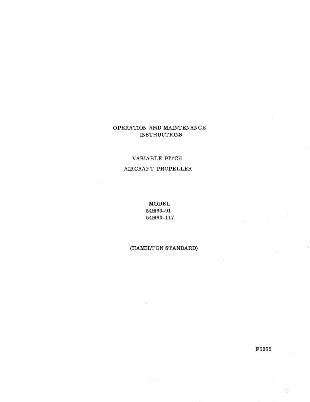 Hamilton Standard 54H60 Aircraft Propeller System Maintenance Manual (P5059) 1