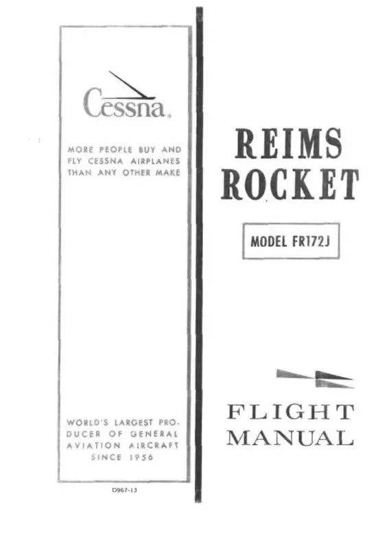 Cessna Fr172j Reims Rocket Flight Manual (Cefr172jf-C) 1