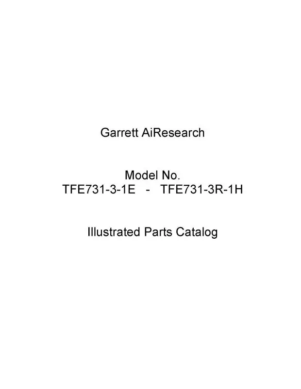 Garrett Tfe731-3-1E Thru Tfe731-3R-1H Illustrated Parts Catalog 1979 (72-00-74) 1