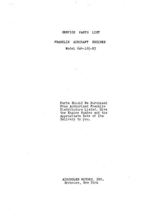 Franklin 6A4-165-B3 Parts List (Fr6a4165b3pc) 1