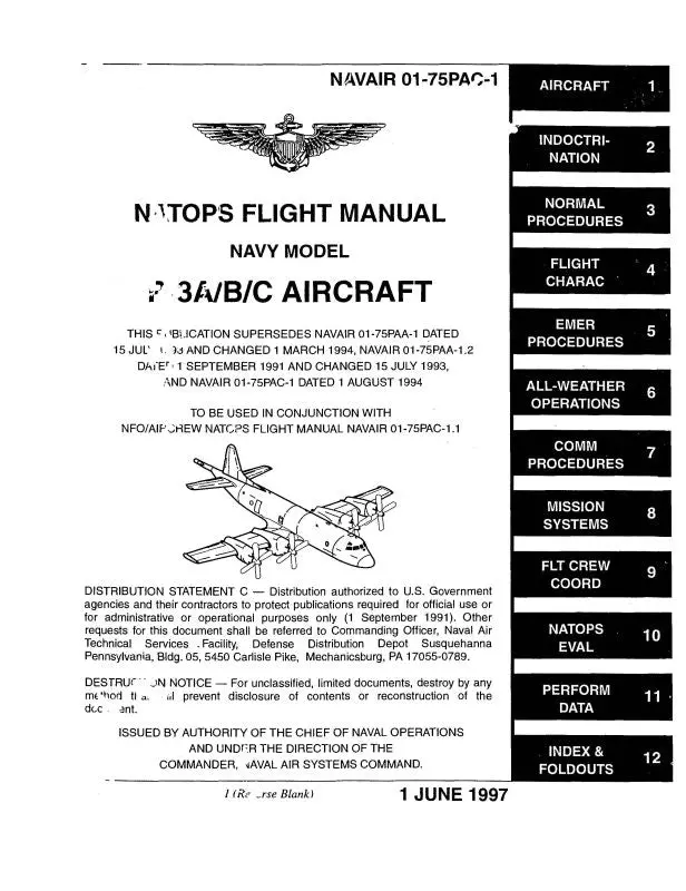 Lockheed P-3A, P-3B, P-3C 1999 Natops Flight Manual (01-75Pac-1) 1