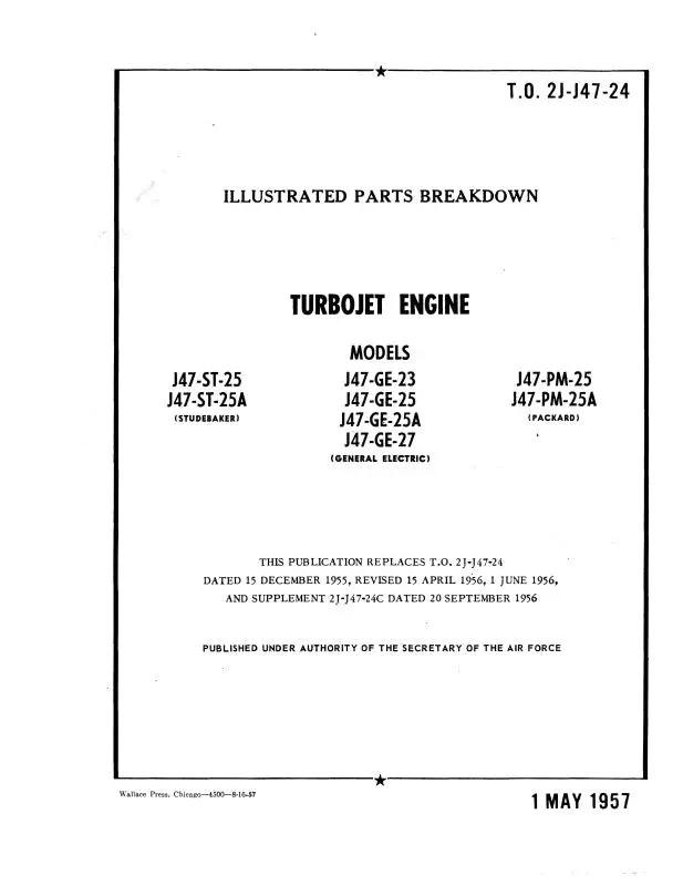 General Electric Company J47-Ge-23 Thru J47-Pm-25A Parts Catalog (2J-J47-24) 1