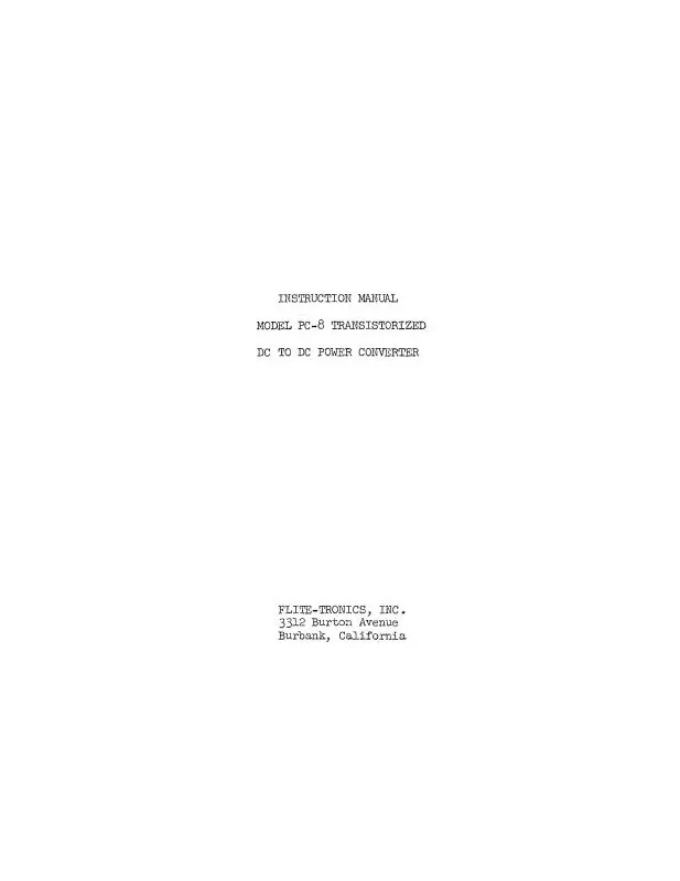 Flite-Tronics, Inc. Pc-8 Transistorized Maintenance Manual (Fnpc8-M-C) 1