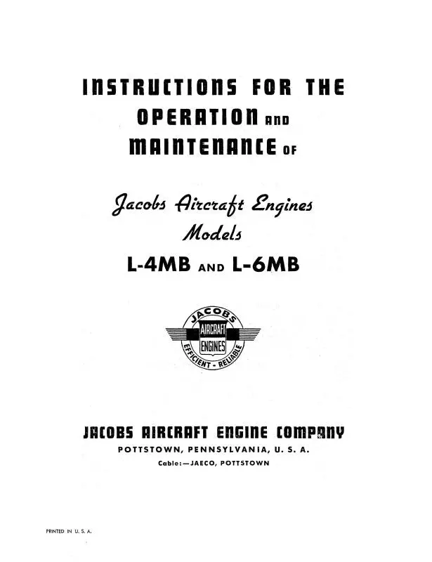 Jacobs L-4Mb & L-6Mb Operation-Maintenance (Jc4,6,Mb-Op) 1