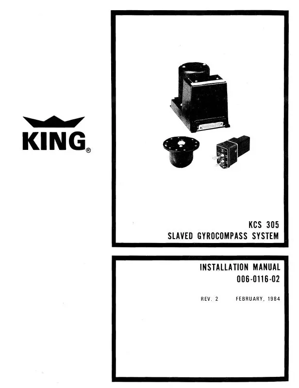 King Kcs 305 Slaved Gyrocompass Maintenance, Installation Manual (006-0116-01) 1
