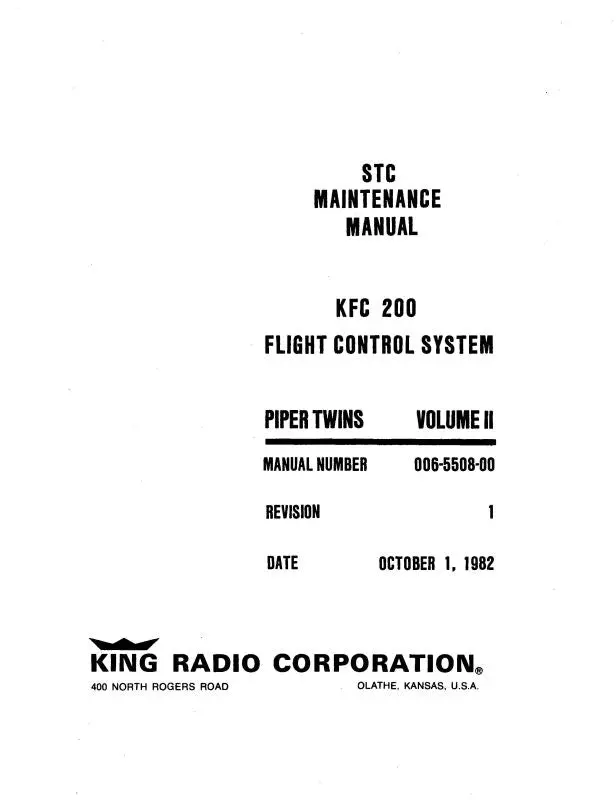 King Kfc 200 Flight Control Vol Ii Maintenance (006-5508-00) 1