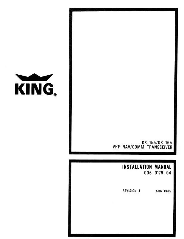 King Kx 155-165 Vhf Nav-Com 1980 Maintenance Manual (006-0179-02-M) 1