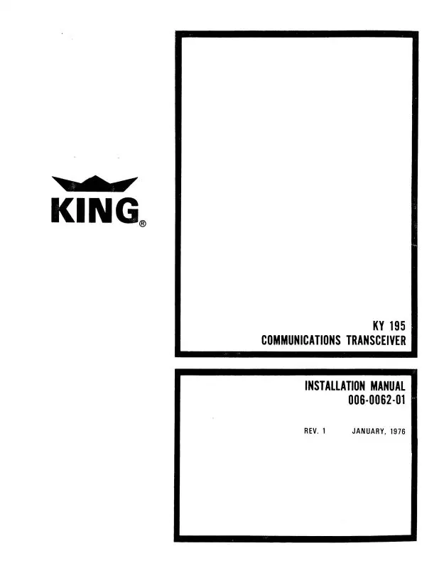 King Ky 195, Ky 195B Maintenance-Installation Manual (006-0062-1) 1