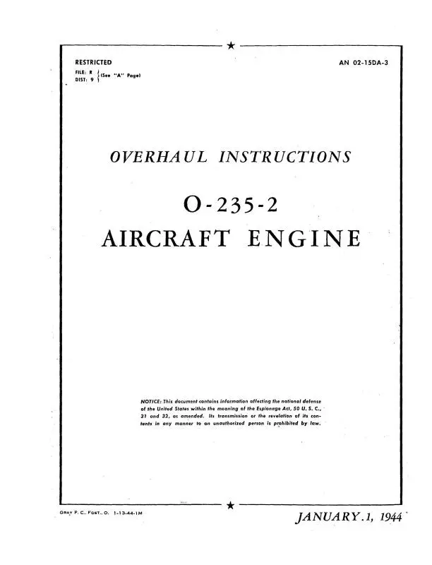 Lycoming O-235-2 Overhaul Manual (02-15Da-3) 1