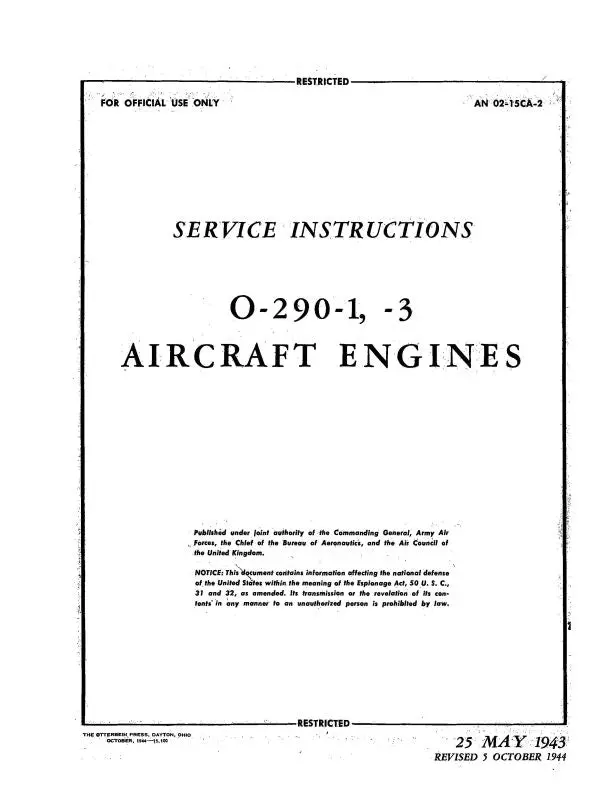 Lycoming O-290-1, & -3 Maintenance Manual (01-15Ca-2) 1