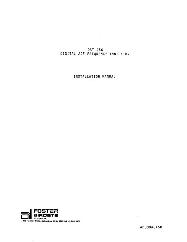 Foster Dat 456 1977 Installation & Maintenance Manual (Ad009a0150) 1