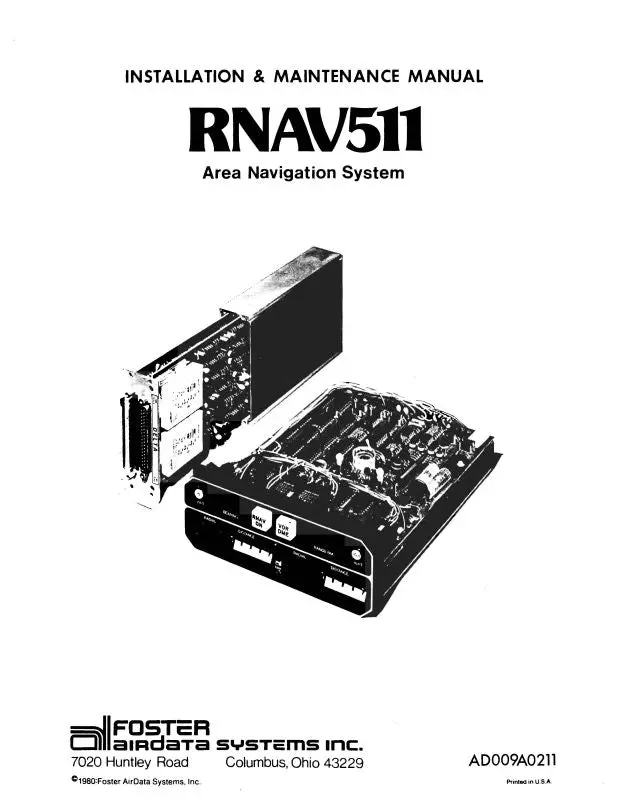 Foster Rnav 511 Area Navigation Sys Maintenance & Installation (Ad009a0211) 1