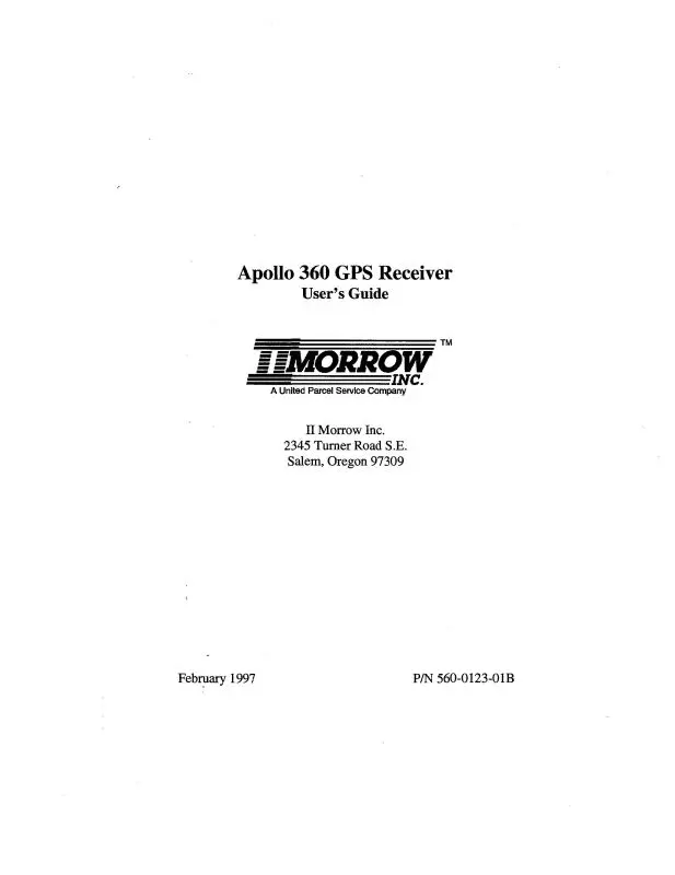 Ii Morrow Inc Apollo Round 360 Users Guide Users Guide (560-0123-01B) 1