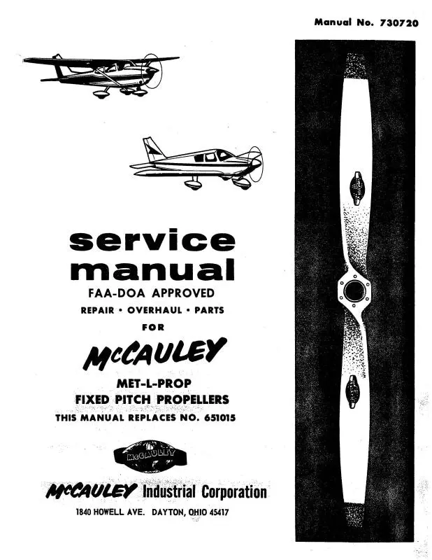 Mccauley Propellers Fixed Pitch Propellers Maintenance Manual (730720) 1