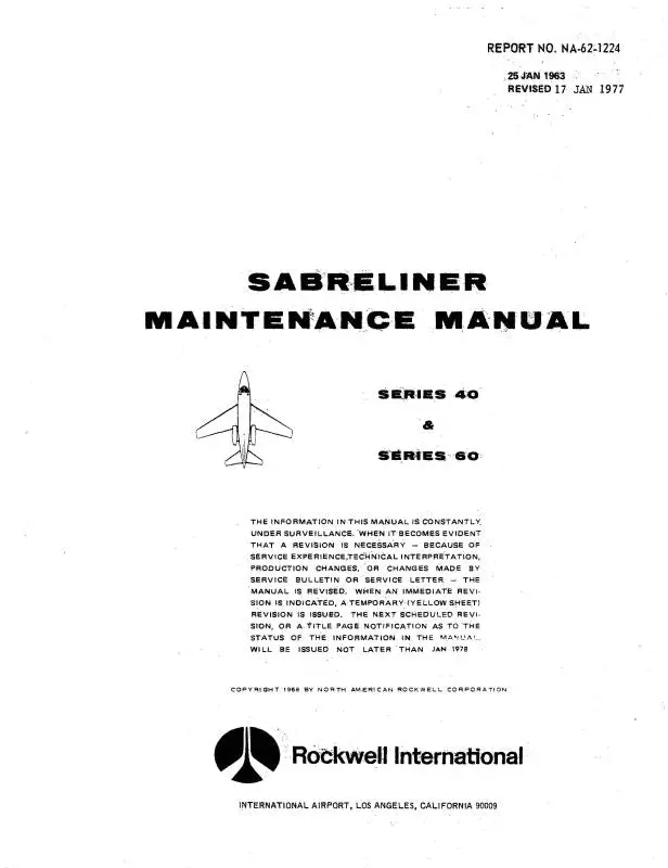 North American Sabreliner Series 40 & 60 1963 Maintenance Manual (Na-62-1224) 1