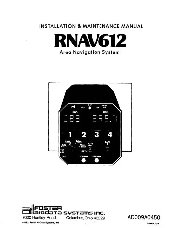Foster Rnav 612 Area Navigation Sys Maintenance & Installation (Ad009a0450) 1