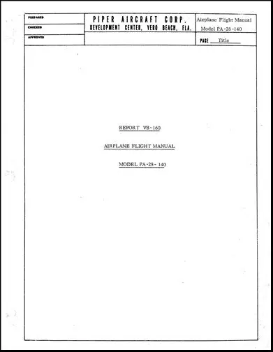 Piper Pa28-140  Flight  Manual (Vb-160) 1