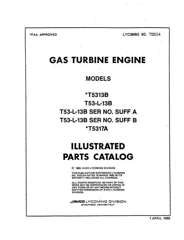 Lycoming T53-13B, T53-L-13B Illustrated Parts Catalog (T5313-4) 1