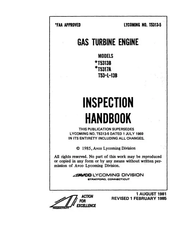 Lycoming T53-13B, T53-L-13B Inspection Handbook (T5313-5) 1