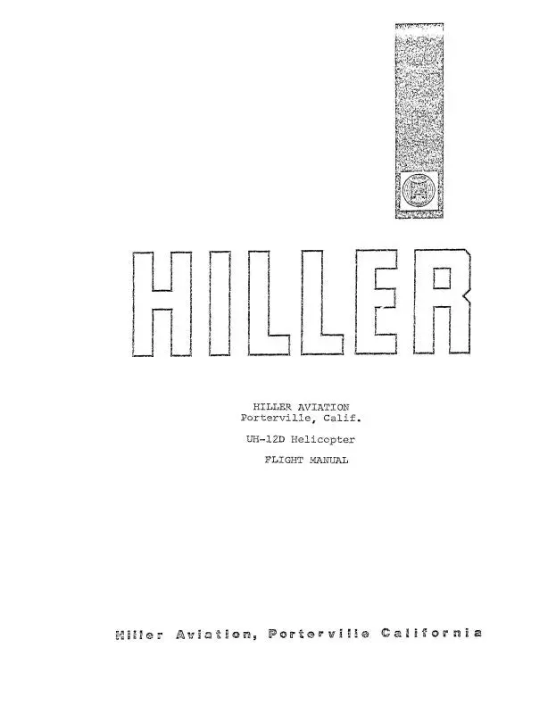 Hiller Helicopters Uh-12D Helicopter 1957 Flight Manual (Hiuh12d-F-C) 1