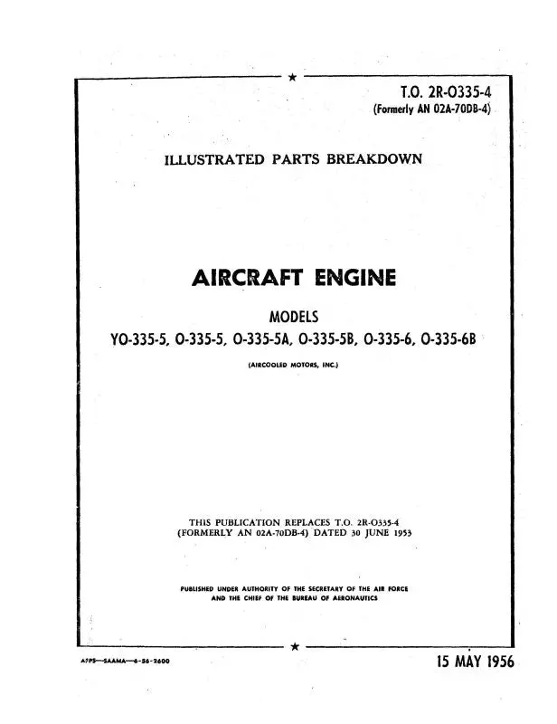 Franklin Yo,O-335-5,5A,5B,6,6B 1956 Illustrated Parts Breakdown (2R-0335-4) 1