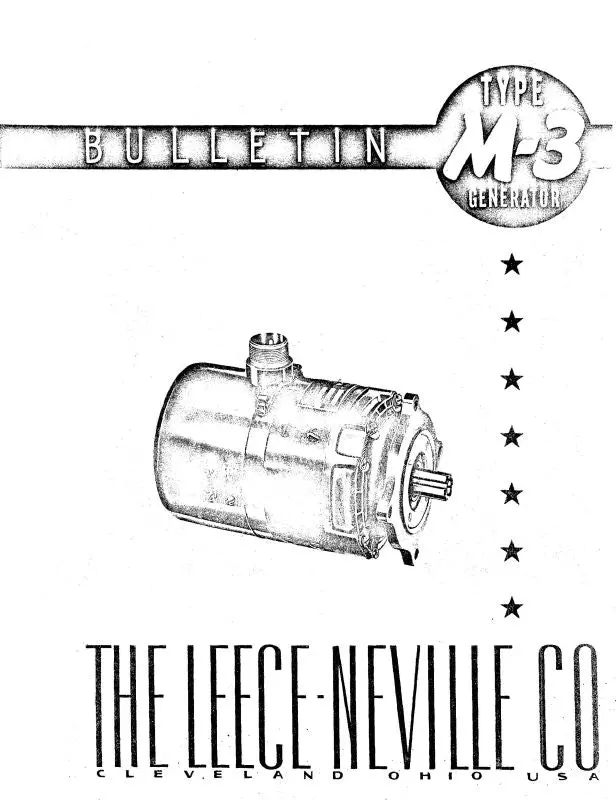 Leese Neville M-3 Generator Bulletin (Lnm3generatorc) 1