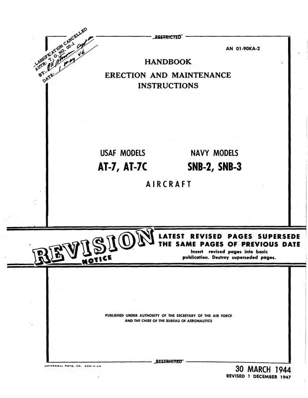 Beech At-7, At-7C, Snb-2, -3 1944 Erection & Maintenance (01-90Ka-2) 1